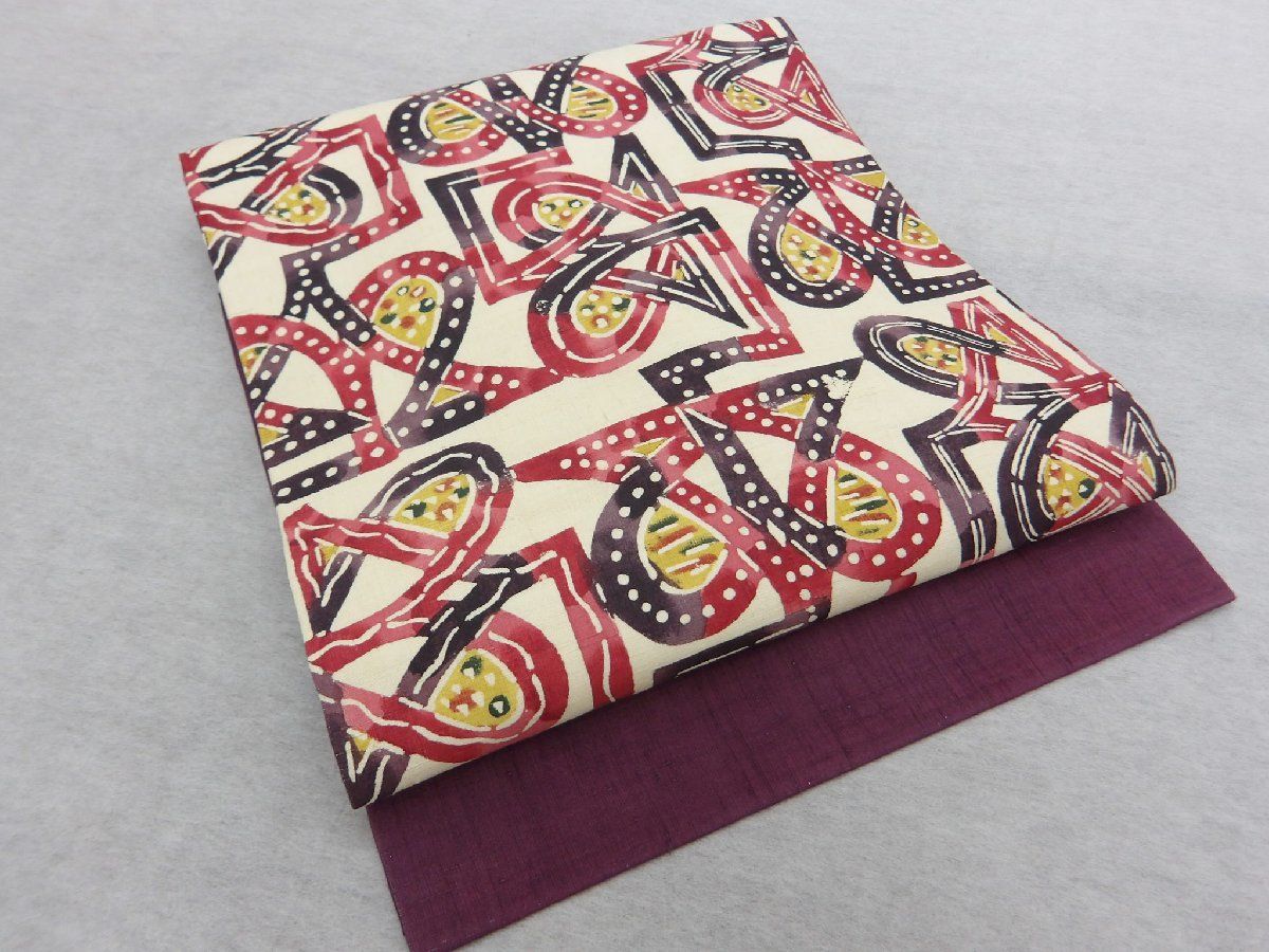 P41194 「小島悳次郎」作 型絵染め 紬 名古屋帯 bk - メルカリ