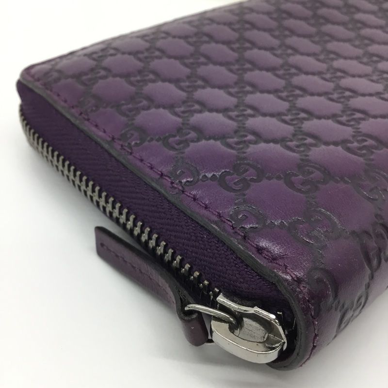 GUCCI【グッチ】ラウンドファスナー長財布 マイクログッチ シマレザー