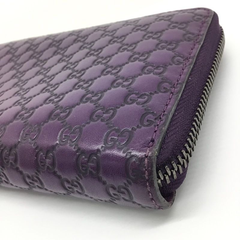 GUCCI【グッチ】ラウンドファスナー長財布 マイクログッチ シマレザー