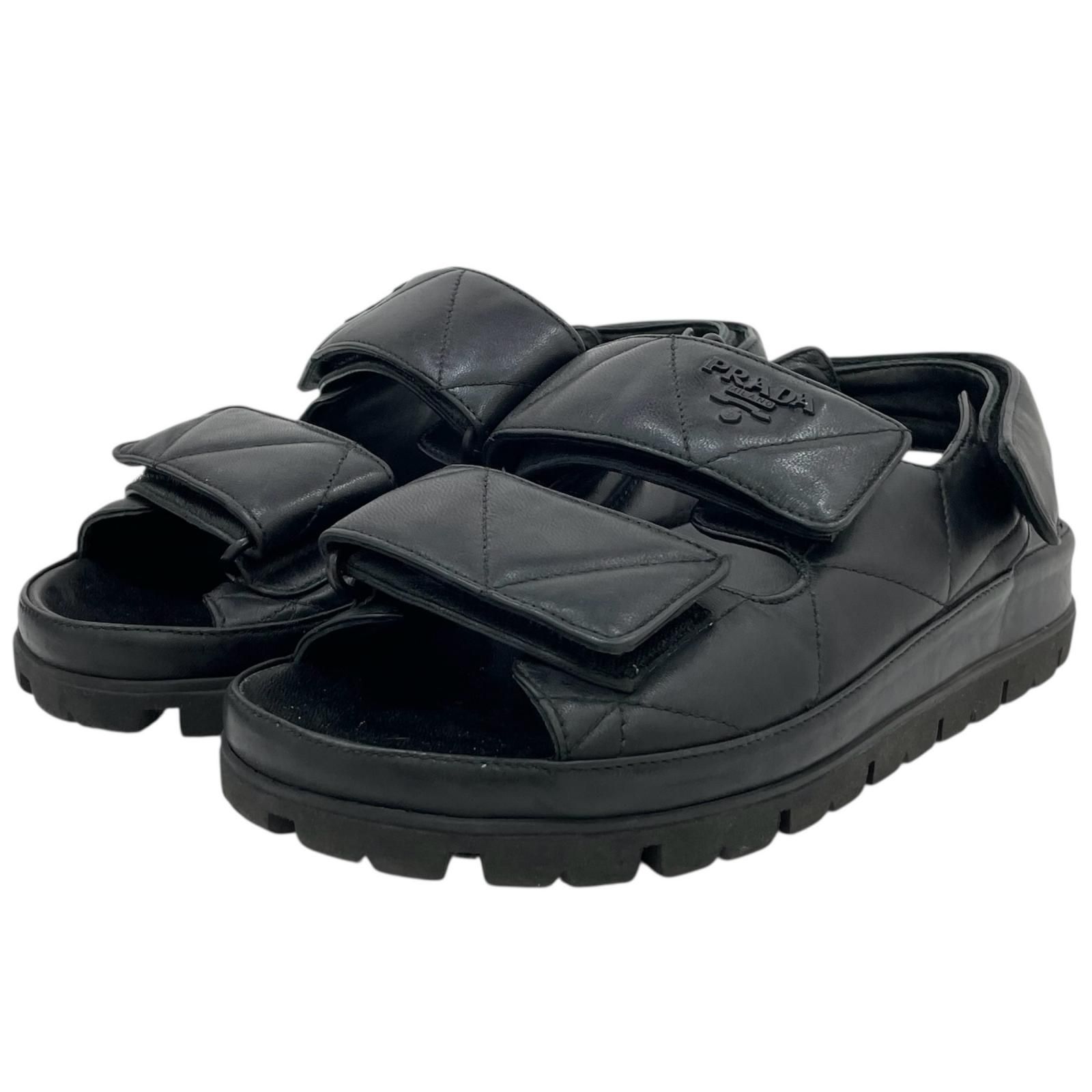 PRADA プラダ トライアングル ロゴ サンダル 靴 1 X 721 MD ブラック サイズ 36