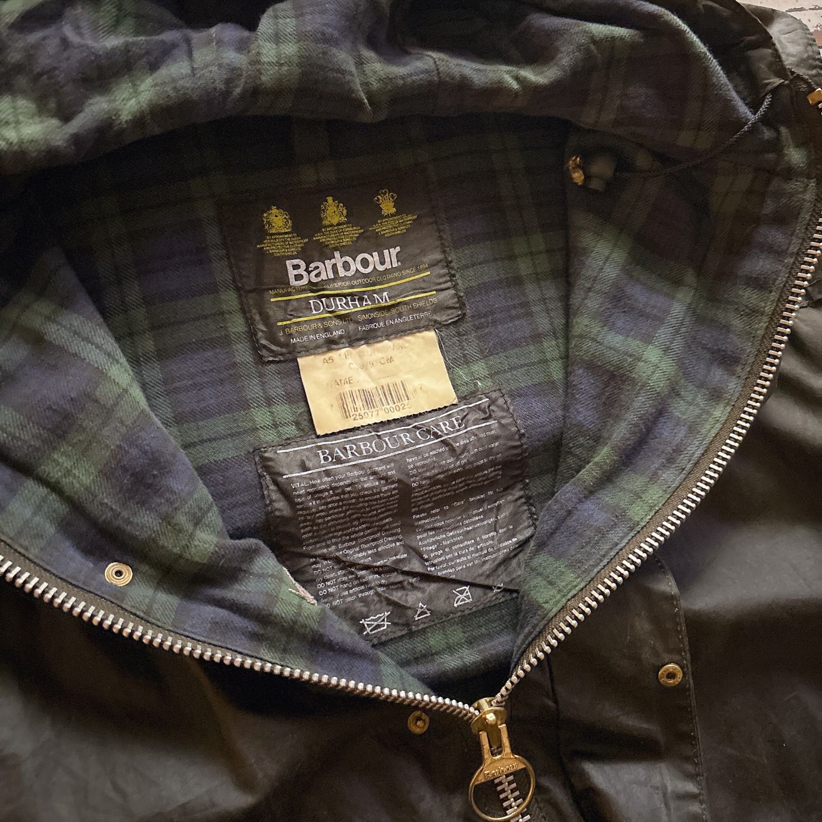 Barbour バブアー DURHAM ダーハム オイルドジャケット フード付き 
