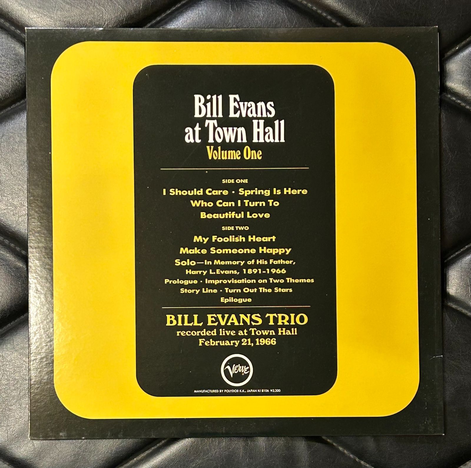 帯付き国内盤レコード】ビル・エヴァンス 「タウン・ホールのビル