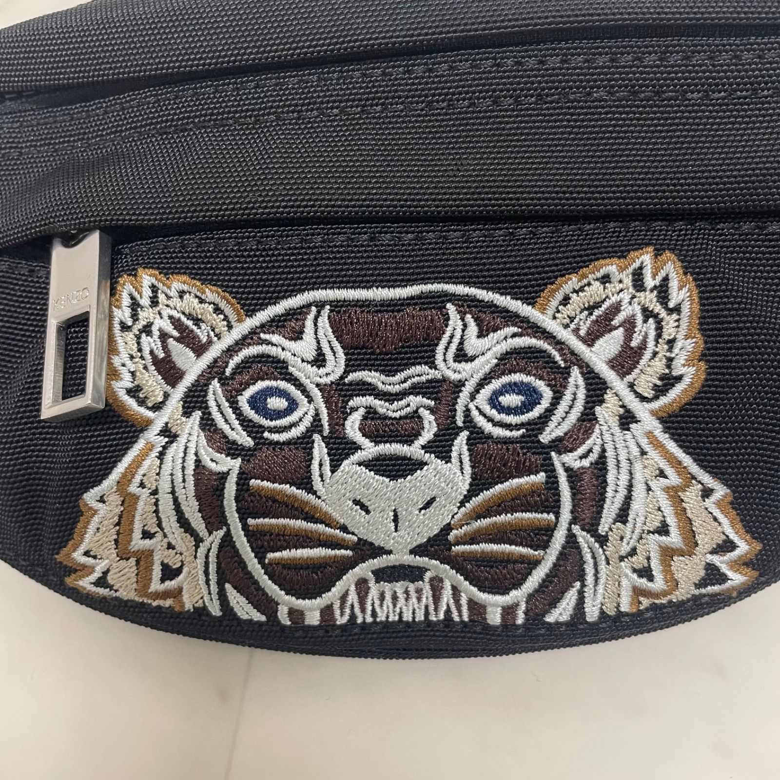 KENZO ケンゾー タイガー刺繍グレインレザーボディウエストバッグ ブラック KENZO（ケンゾー） tiger タイガー 虎 BELT BAG ベルトバッグ
