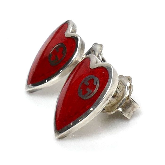 GUCCI グッチ シルバー925 エナメル インターロッキングG ハート