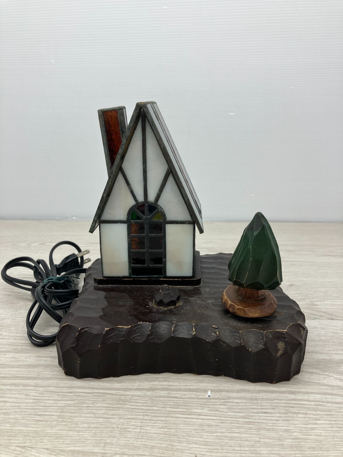 点灯OK ハウス型ステンドグラスランプ C 12 59 T