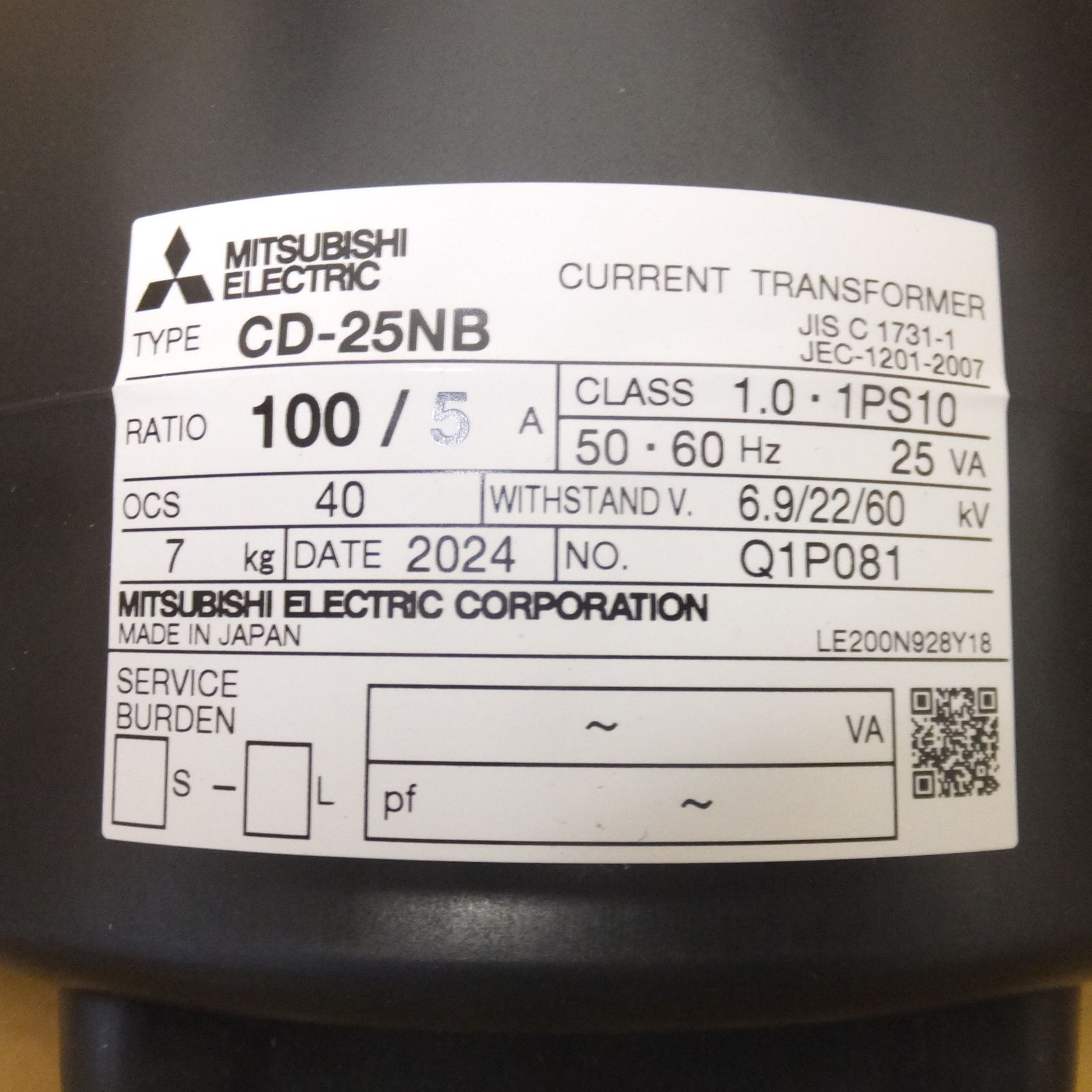  ♥ 三菱電機 計器用変成器 変流器 電力管理用計器 CD-25 NB RATIO 100|5 A 電設資材 材料 資材