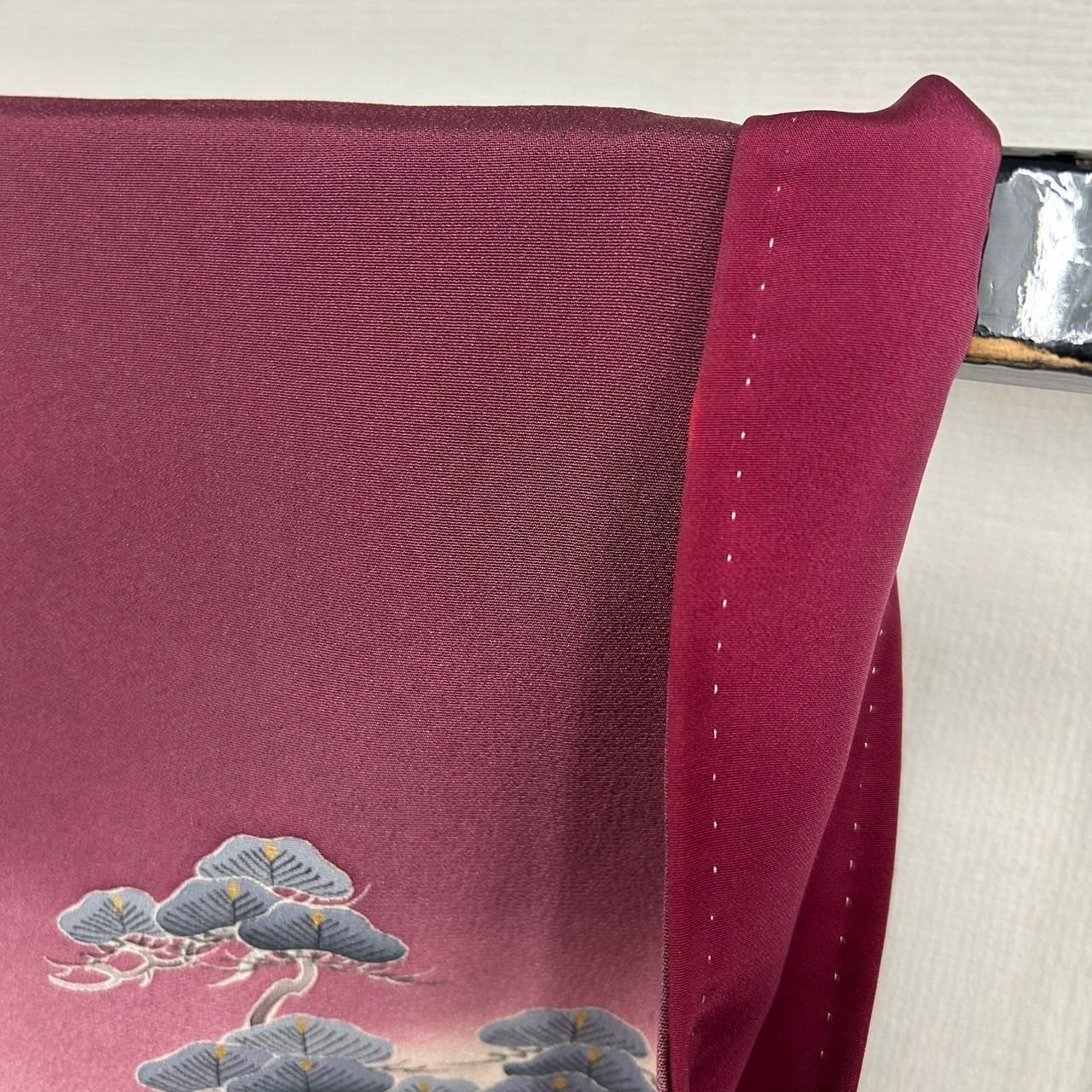 付下げ 金彩 裄65.5 大名行列 松 紋無し 訪問着 正絹 着物 MK-2148