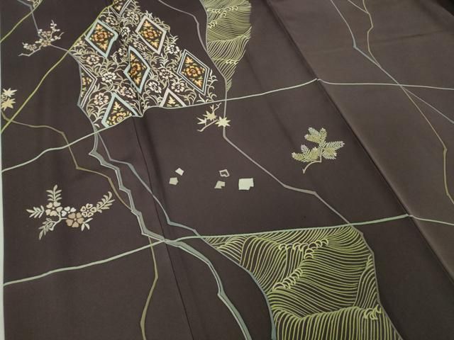 平和屋本店●極上　創業460年・千總　訪問着　刺繍　立波花文　滅紫色地　逸品　DZAA4224kh6 平和屋本店○極上 創業460年・千總 訪問着 刺繍 立波花文 滅紫色地