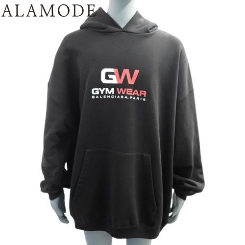 BALENCIAGA(バレンシアガ) ロゴ フーディー ジムウエア トップス 2020年 アパレル ファッション パーカー オーバーサイズ XXS コットン ブラック黒 620973 TIVD4 1000 メンズ 40802144583【中古】【アラモード】 BALENCIAGA(バレンシアガ) ロゴ フーディー ジムウエア トップス 2020