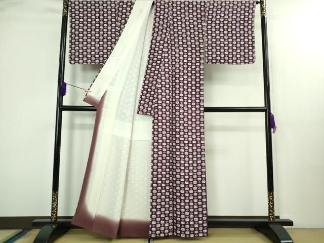 平和屋本店○極上 岩手の匠 草紫堂 南部絞り 紫根染 紬 正絹 反端付き