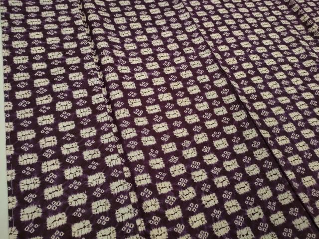 平和屋本店○極上 岩手の匠 草紫堂 南部絞り 紫根染 紬 正絹 反端付き