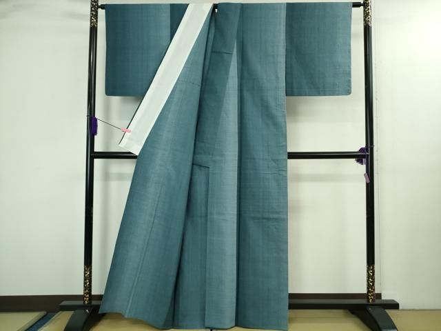 平和屋本店▽極上 本場結城紬 重要無形文化財 単衣 奥順謹製 間道 証紙