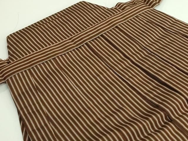 上 男性 人間国宝 甲田綏郎 精好仙台平 馬乗り袴 縞 黒茶色地 kh 6