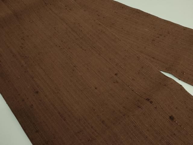 ● 上 浦野理一 経節紬 九寸名古屋帯 黒茶色 kh 6