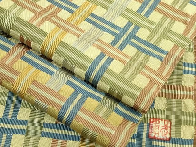 平和屋本店○極上 伝統工芸士 曽根武勇 全通柄袋帯 吉野間道 逸品