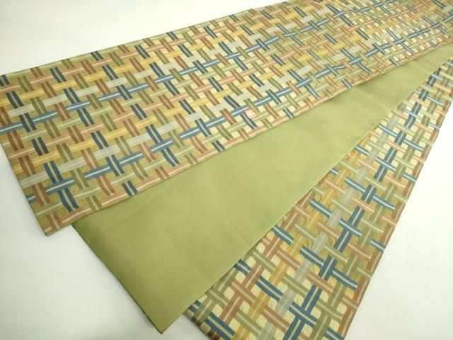 平和屋本店○極上 伝統工芸士 曽根武勇 全通柄袋帯 吉野間道 逸品