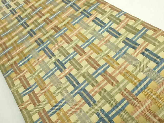 平和屋本店○極上 伝統工芸士 曽根武勇 全通柄袋帯 吉野間道 逸品