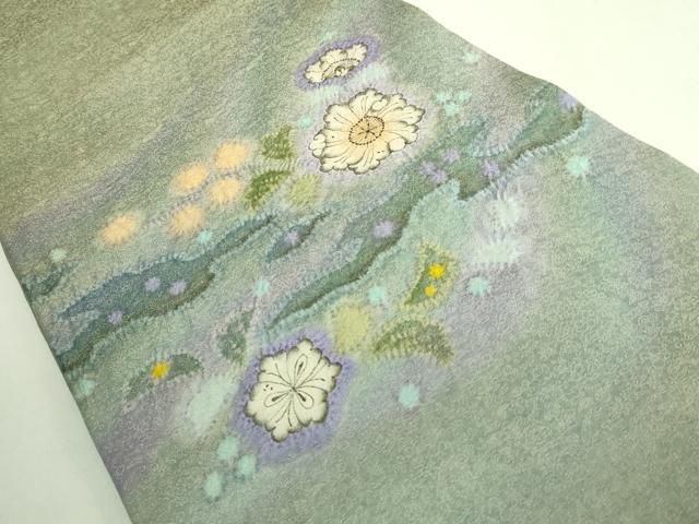 平和屋本店○極上 久保田一竹 幻の辻が花 太鼓柄袋帯 金通し地 逸品