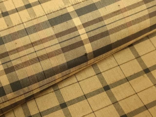 平和屋本店○極上 伝統工芸士 曽根武勇 全通柄袋帯 紬地 格子 逸品