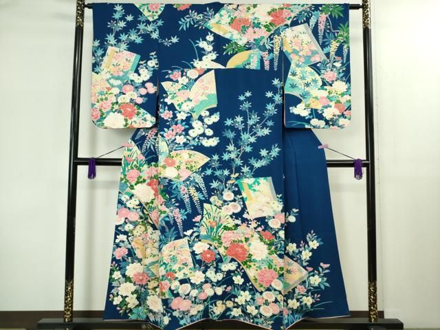 ∵ 上 女の子 十三参り 子供 祝着 襦袢 無双仕立て 袋帯 3点セット 友禅 冊子花鳥文 kh 6