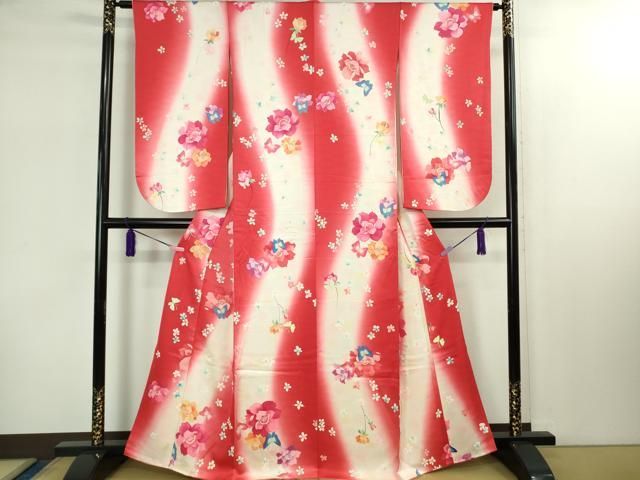 ∵ 上 女の子 十三参り 子供 祝着 襦袢 袷 半衿刺繍 セット 舞蝶花文 暈し染め kh 6