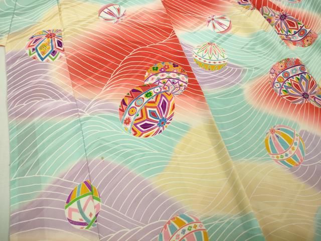  上 七五三 女の子 7歳 祝着 襦袢 袷 半衿刺繍 セット 毬 暈し染め kh 6 着物 着物ドレス 着物 浴衣 和小物