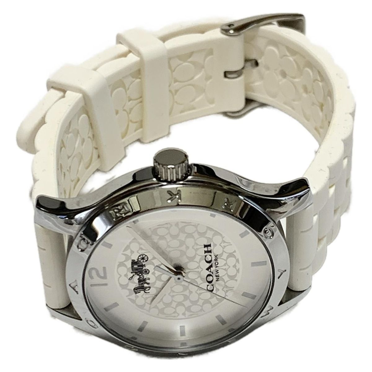 COACH コーチ 腕時計 CA.79.7.95.1260 レディース ミニシグネチャー柄|ラバーベルト シルバー