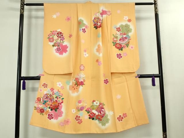 上 七五三 女の子 7歳 祝着 襦袢 無双仕立て 半衿刺繍 セット 駒刺繍 花毬文 金彩 kh 6