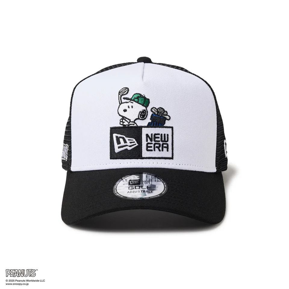 ニューエラ スヌーピー コラボ 9 FORTY A-Frame キャップ ブラック× ホワイト ゴルフ ERA SNOOPY PEANUTS