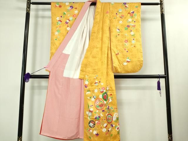 上 創業460年 千總 七五三 女の子 7歳 祝着 袋帯セット 花丸文 金彩 kh 6