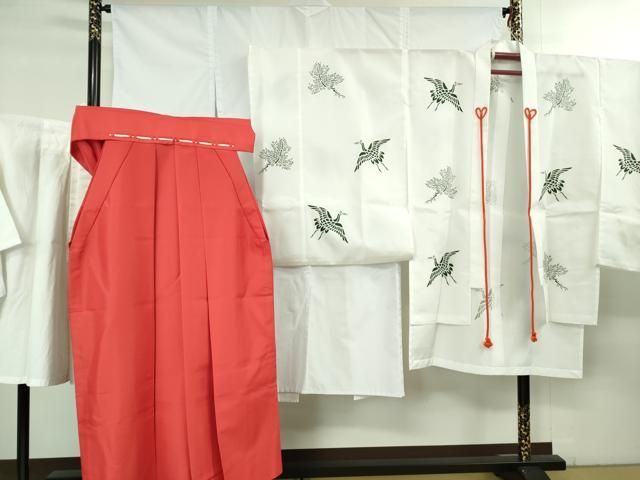 上 女性 巫女装束 白衣 緋袴セット 法衣 寺院 仏具 神職 装束 kh 5