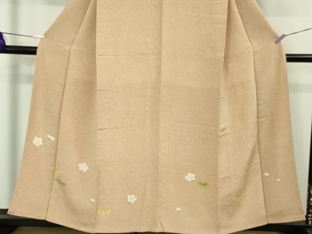 平和屋本店○極上 銀座 志ま亀 訪問着 笹梅 洗柿色地 鬼しぼ縮緬 た