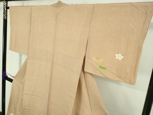 平和屋本店○極上 銀座 志ま亀 訪問着 笹梅 洗柿色地 鬼しぼ縮緬 た
