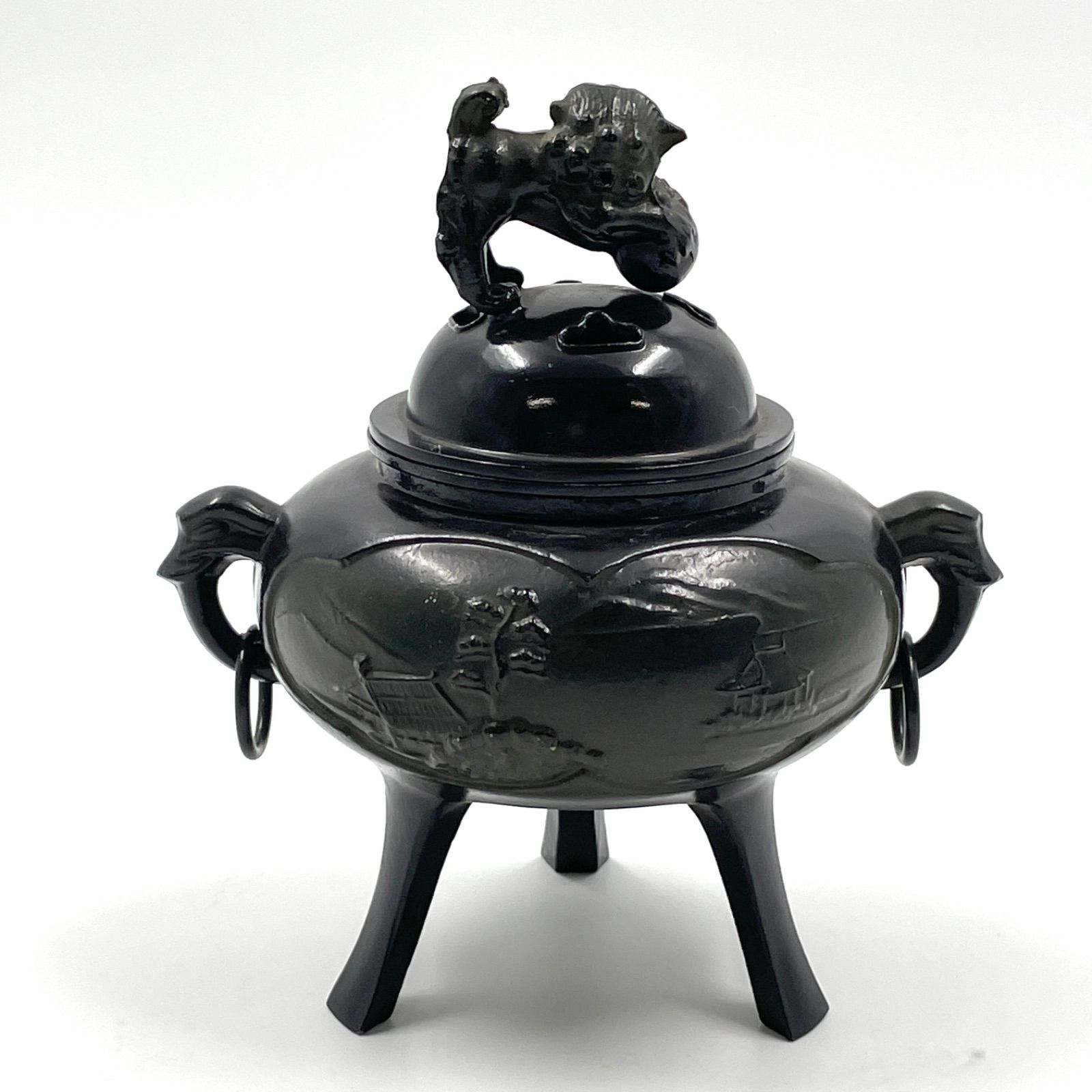 DS4 三つ足獅子 高岡銅器 香炉 高砂カン付香炉 茶黒色 - メルカリ