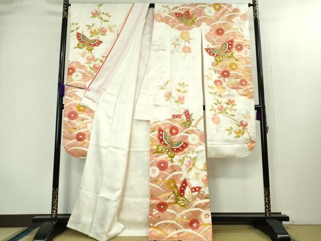 平和屋本店○極上 銀座世きね 振袖・長襦袢(無双仕立て)セット 駒刺繍