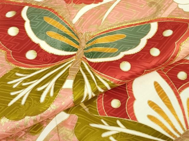 平和屋本店○極上 銀座世きね 振袖・長襦袢(無双仕立て)セット 駒刺繍