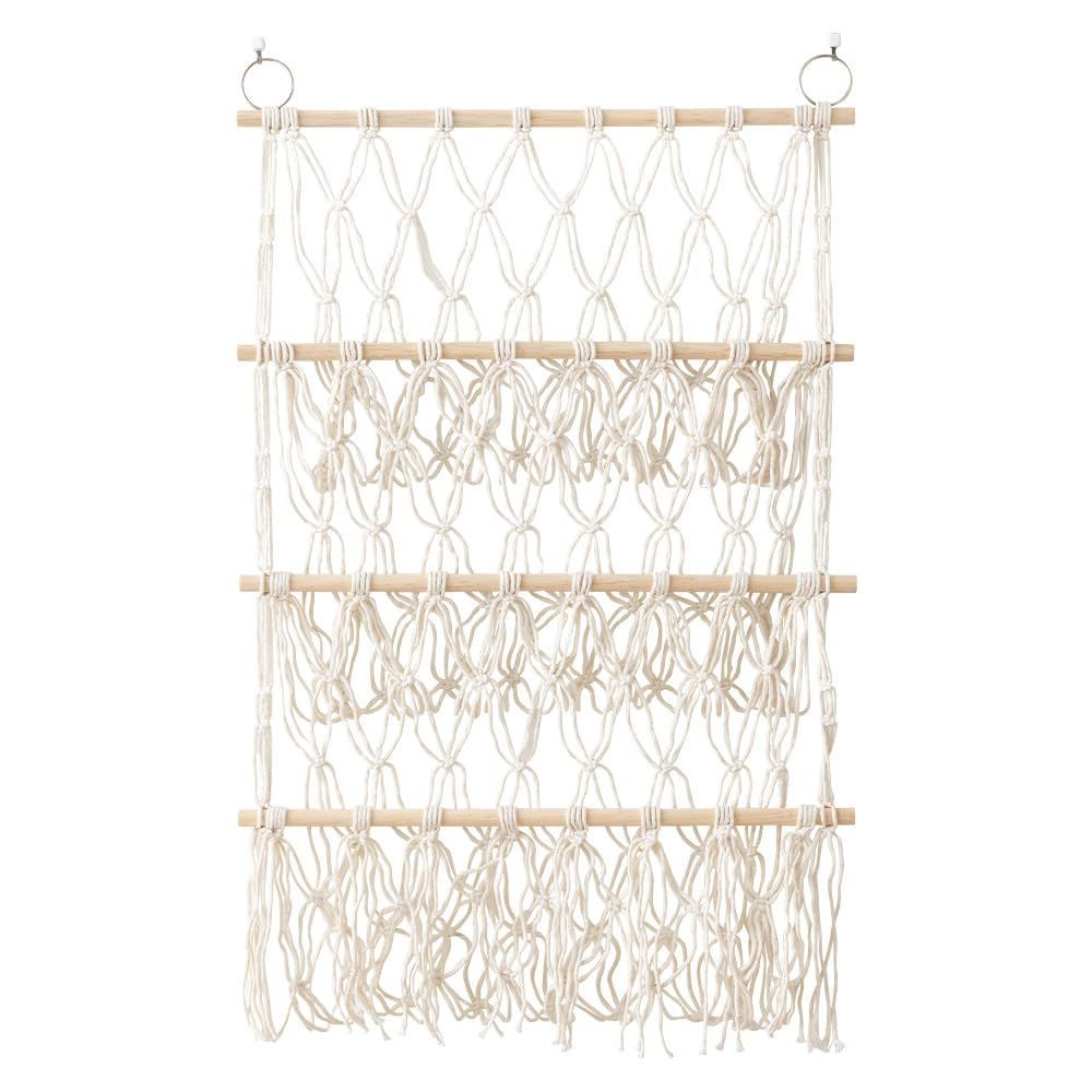 【人気商品】[Rinasora] ぬいぐるみ 収納 ハンモック 壁掛け 大容量 ウォールポケット おもちゃ ぬい活 人形 室内 (白3段)