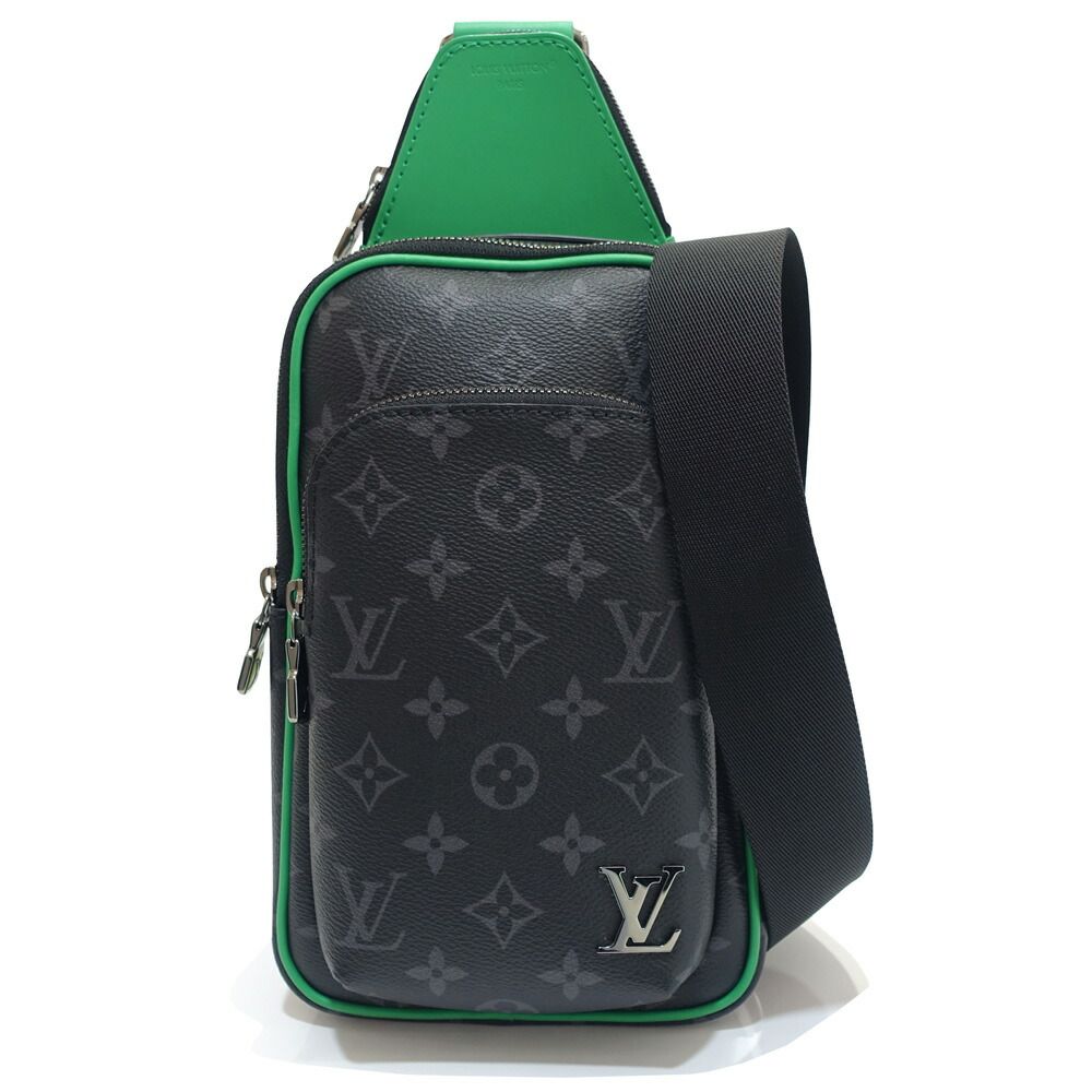 栄 ルイヴィトン アヴェニュースリングバッグPM M 25891 モノグラム エクリプス ブラック グリーン シルバー金具