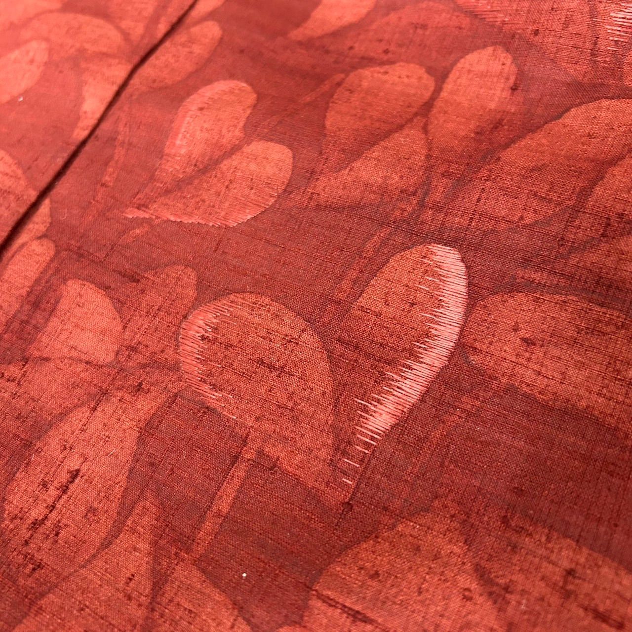 生紬 刺繍 絵羽模様 パールトーン加工 上品な染め 正絹 着物 MK-2149