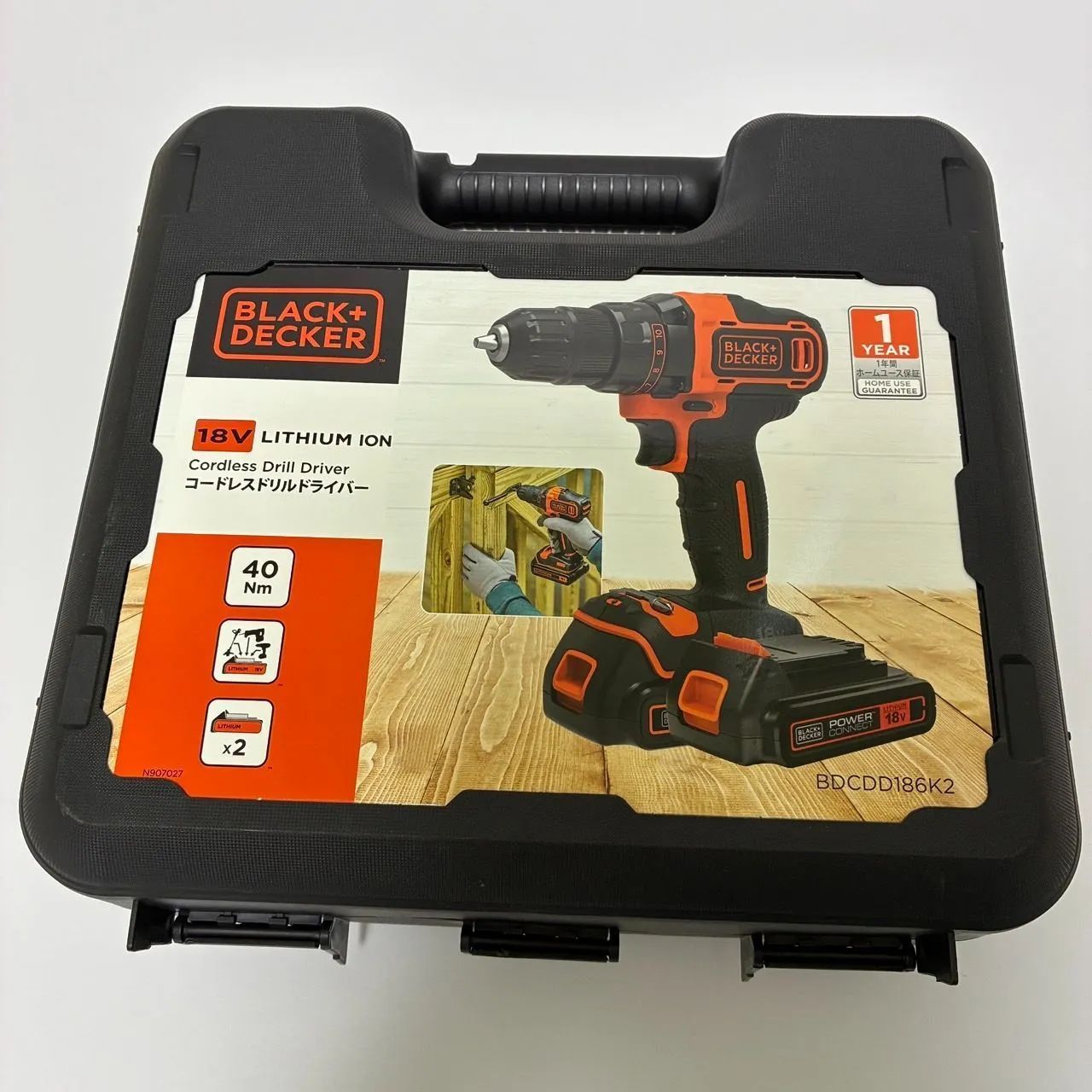 BLACK DECKER 18 V リチウム コードレスドリルドライバー シールついており 開封してよければ動作 します