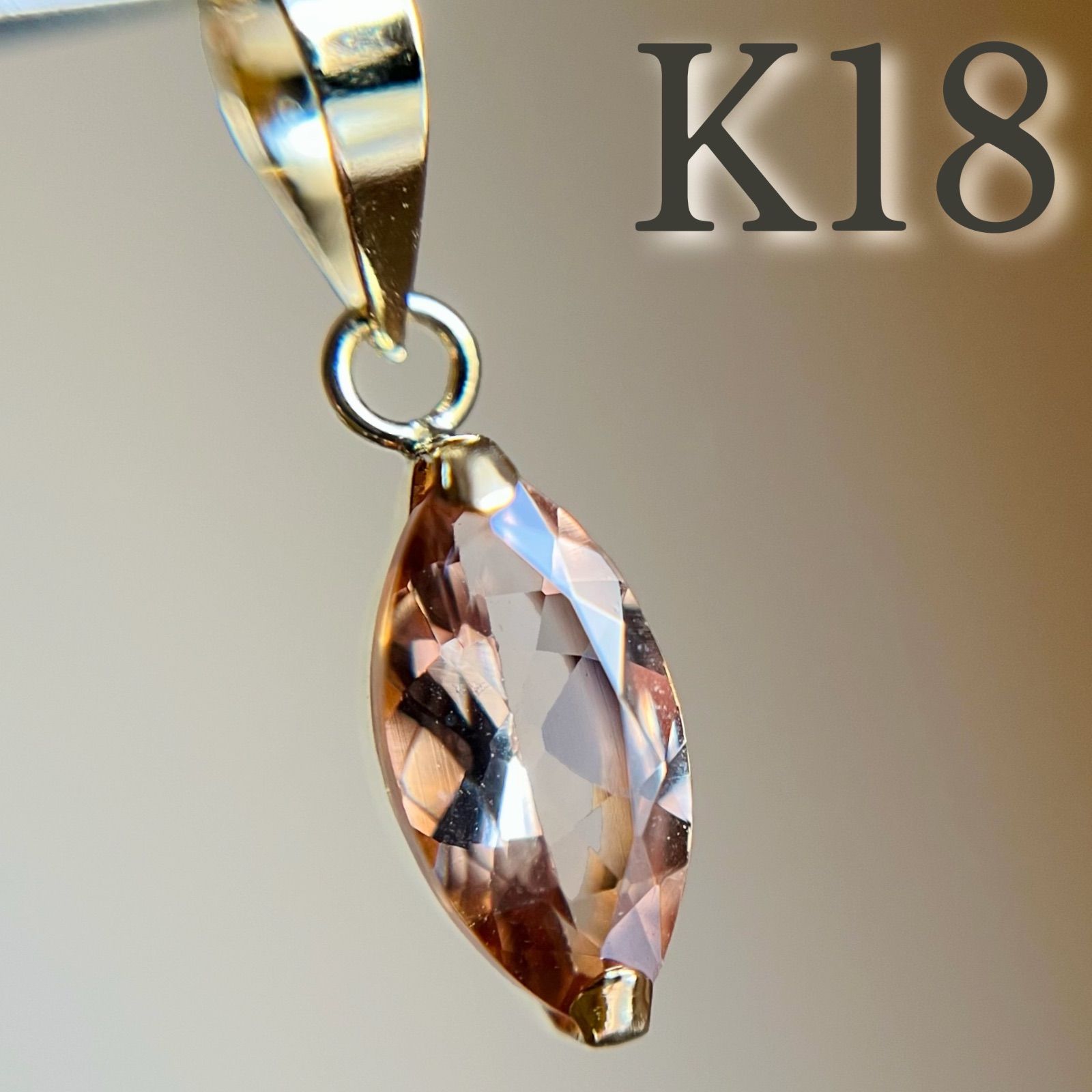 K18 希少 天然インペリアルトパーズ ペンダントトップ レア MQ - メルカリ