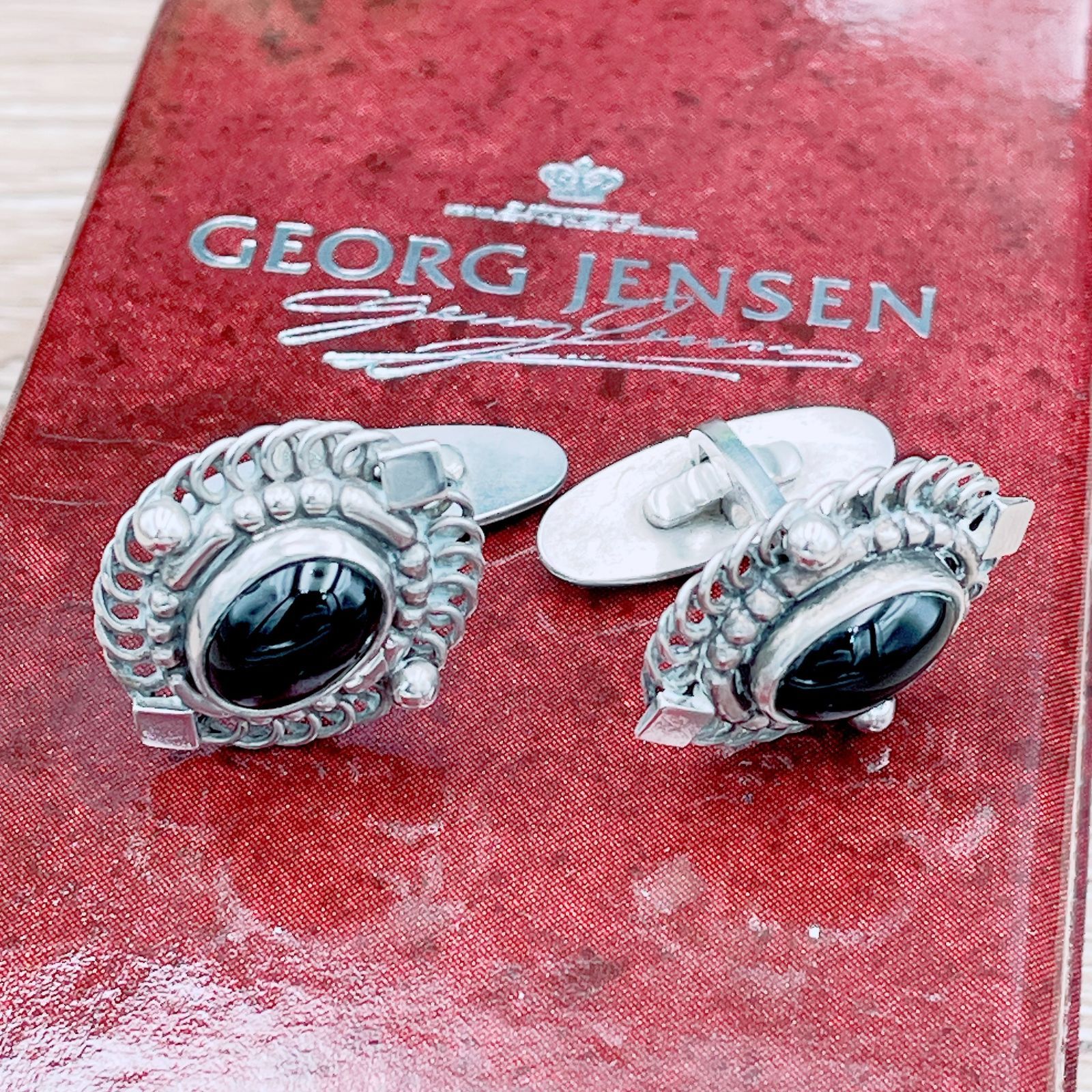 ジョージジェンセン GEORG JENSEN 19 B カフス カフリンクス カフスボタン オニキス Ag 925 シルバー ブラック ブランド