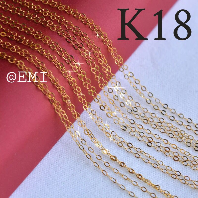 K18YG Oシェイプシンプルネックレス 45cm 18金 au750 イエローゴールド