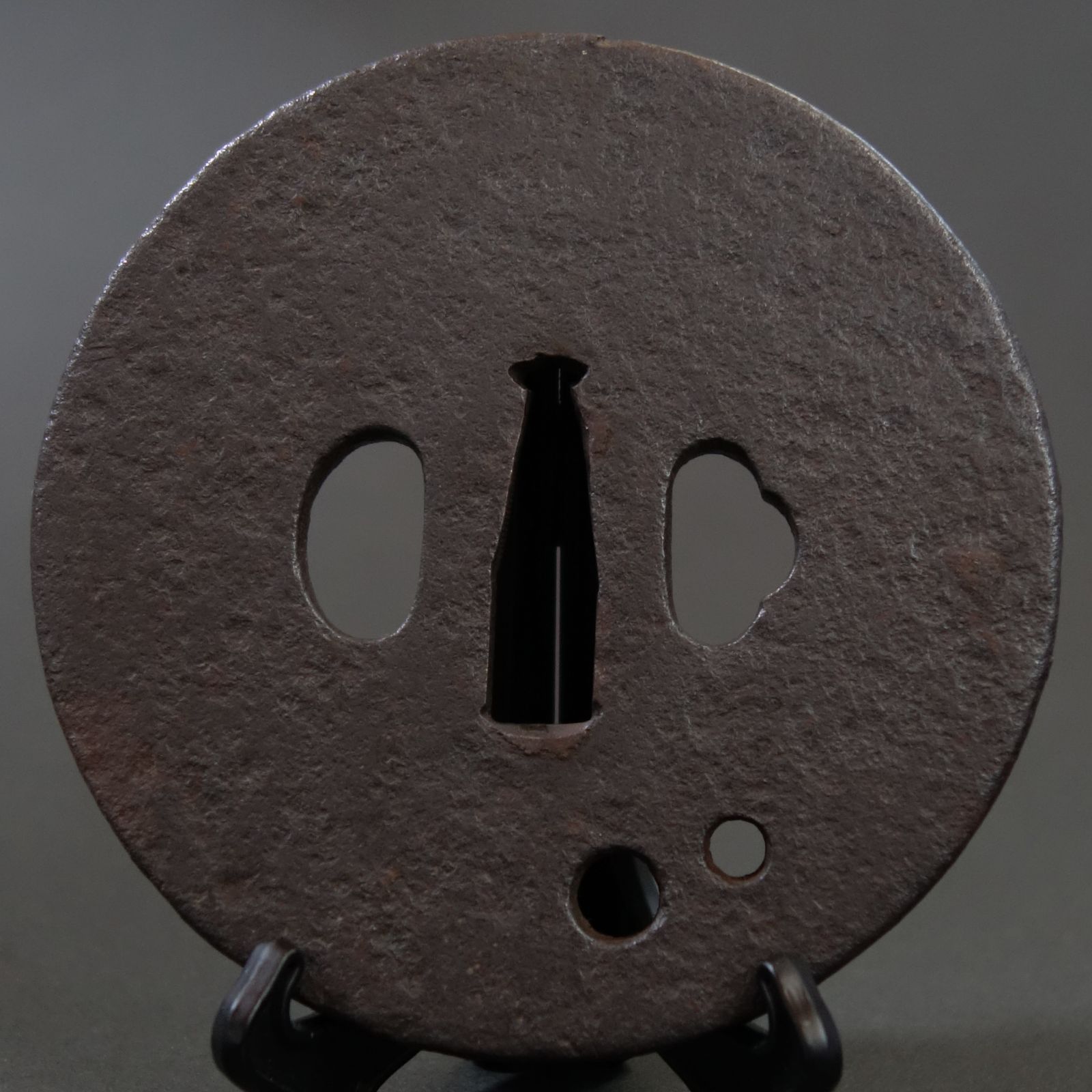 鍔 【 鉄地 寛永通宝象嵌鍔 】(鍔箱付き) 日本刀 刀装具 鐔 骨董 古