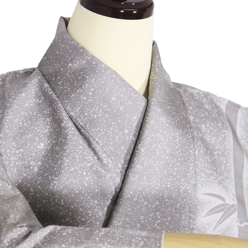 川村久太郎 染大島紬 訪問着 袷 正絹 緑 薄緑 暈し 竹笹 Sサイズ