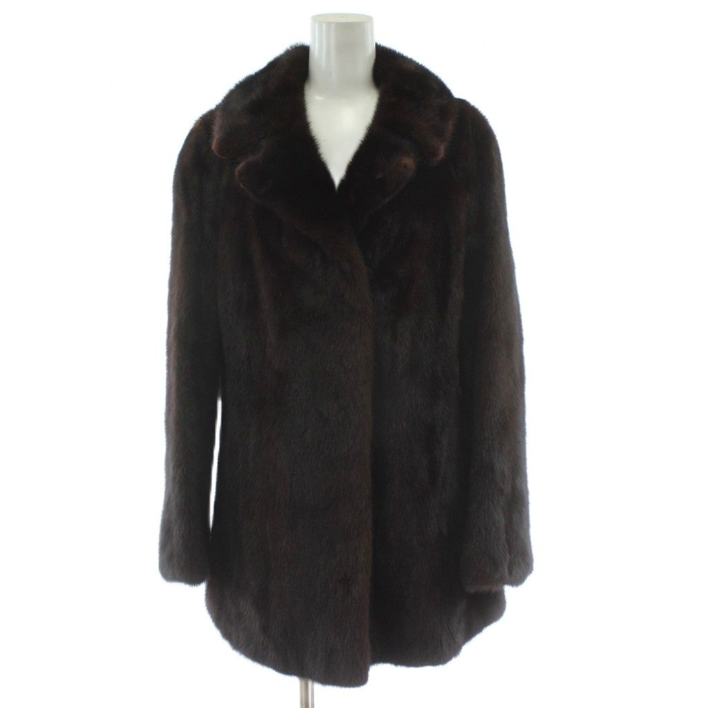 ファーコート ミンク 毛皮 ハーフ丈 ブラウン /PP □GY17