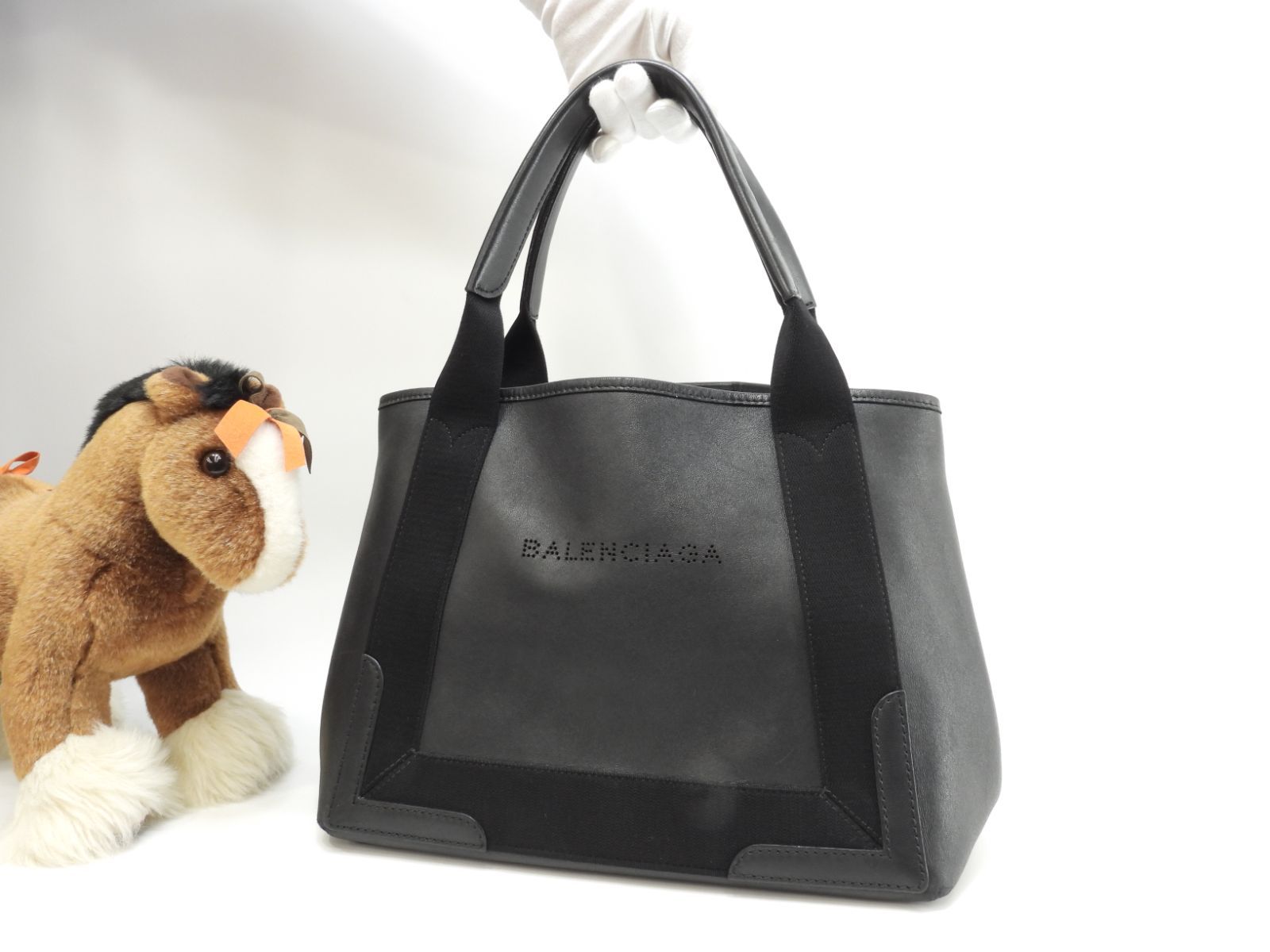 バレンシアガ ネイビーカバS フルレザー 黒 ハンドバッグ トートバッグ