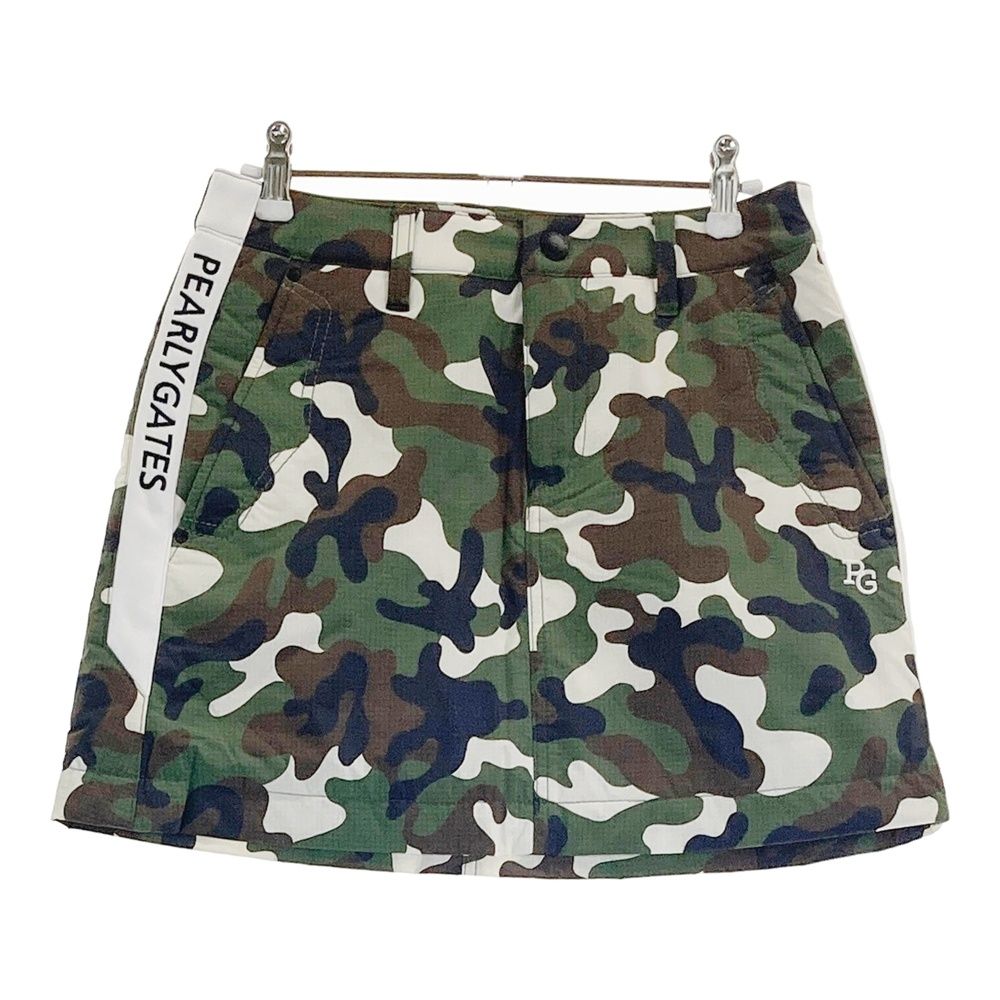 サイズ 0 PEARLY GATES パーリーゲイツ 中綿スカート カモフラ柄 カーキ系 ゴルフウェア レディース ストスト
