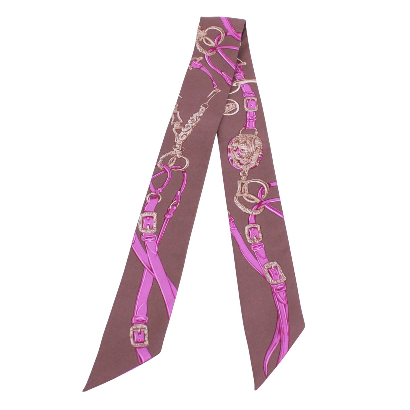 HERMES エルメス ツイリー スカーフ シルク ブラウン|パープル|ピンク レディース