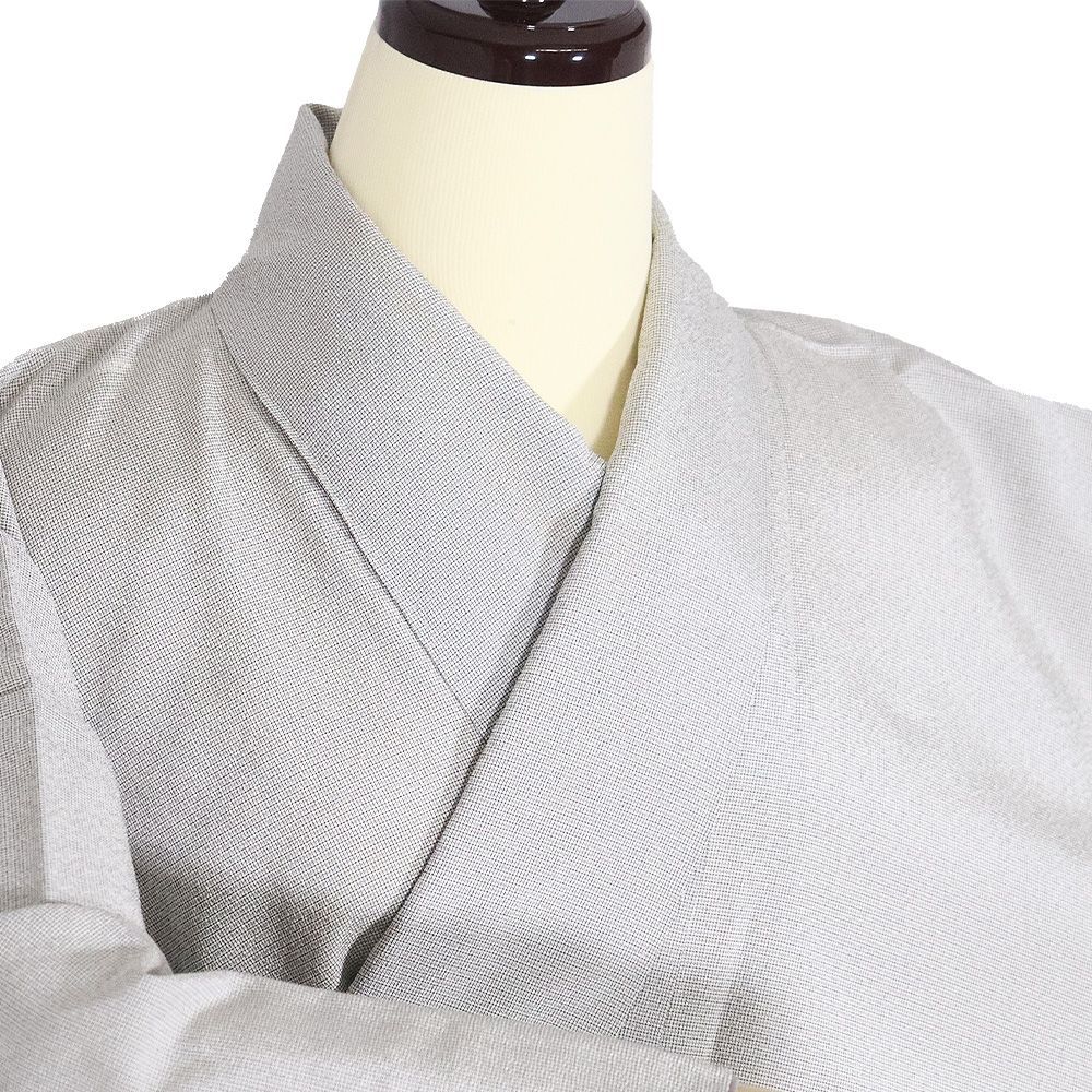 本塩澤紬 やまだ織 訪問着 袷 正絹 ライトグレー 薄グレー グレー 暈し